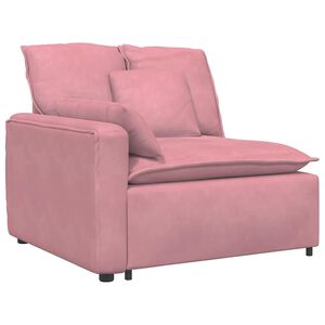 vidaXL M&oacute;dulo de reposabrazos para sof&aacute; modular con cojines, color rosa, 100 cm
