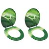 vidaXL Asiento de inodoro con tapa 2 uds MDF verde dise&ntilde;o gota de agua