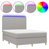 vidaXL Cama box spring colch&oacute;n y luces LED tela gris claro 140x200 cm