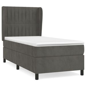 vidaXL Cama box spring con colch&oacute;n terciopelo gris oscuro 80x200 cm