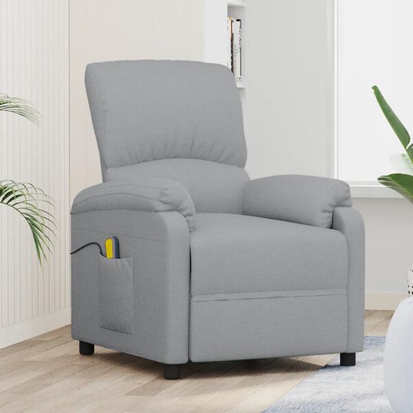 vidaXL Sillón de masaje tela gris claro