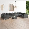 vidaXL Set de muebles de jard&iacute;n 9 pzas y cojines rat&aacute;n sint&eacute;tico gris