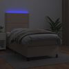 vidaXL Cama box spring colch&oacute;n LED cuero sint&eacute;tico capuchino 90x200 cm