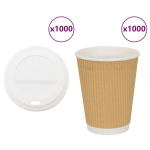 vidaXL Vasos de café de papel con tapa 1000 uds 16oz 400ml