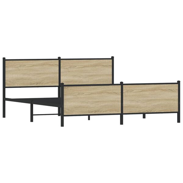 vidaXL Estructura de cama sin colchón metal roble Sonoma 180x200 cm