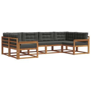 vidaXL Conjunto de sof&aacute;s de exterior 6 pcs Natural y Antracita