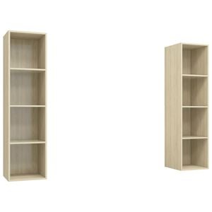 vidaXL Muebles de sal&oacute;n de pared 2 pzas madera ingenier&iacute;a roble Sonoma