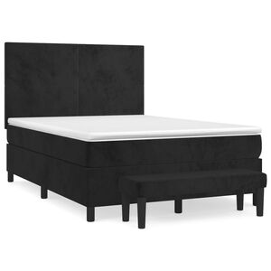 vidaXL Cama box spring con colch&oacute;n terciopelo negro 140x200 cm