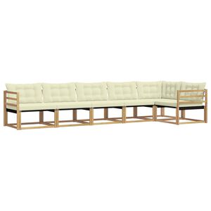 vidaXL Conjunto de sof&aacute;s de exterior con coj&iacute;n 6 pcs Blanco y Crema