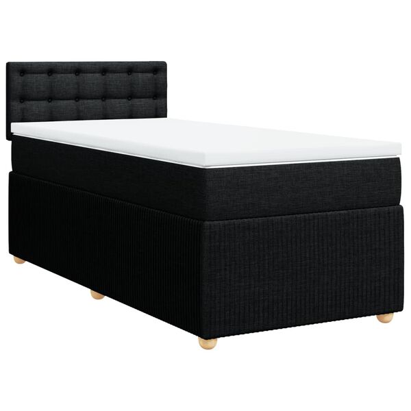 vidaXL Cama box spring con colch&oacute;n tela negro 90x200 cm