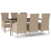 vidaXL Set comedor de jard&iacute;n 7 pzas con cojines rat&aacute;n sint&eacute;tico beige
