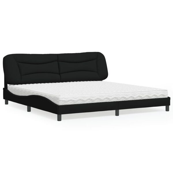 vidaXL Cama con colch&oacute;n Hvar tela negro 200x200 cm