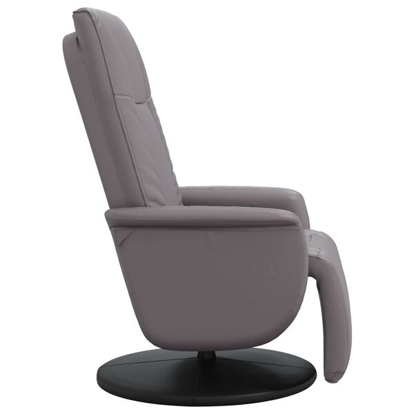 vidaXL Sill&oacute;n reclinable con reposapi&eacute;s cuero sint&eacute;tico gris