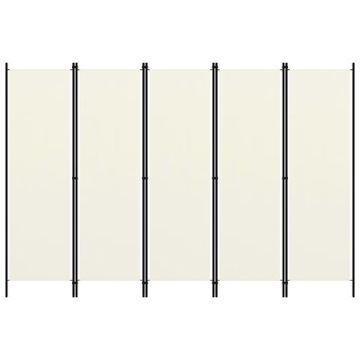 vidaXL Biombo divisor de 5 paneles blanco crema 250x180 cm
