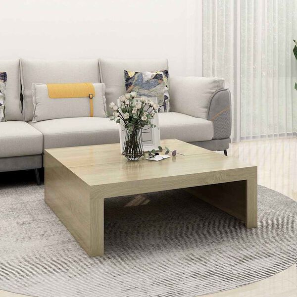 vidaXL Mesa de centro madera contrachapada roble Sonoma 100x100x35 cm