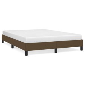 vidaXL Cama sin colch&oacute;n tela marr&oacute;n oscuro 140x190 cm
