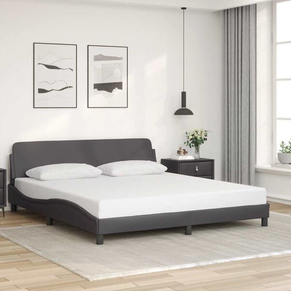 vidaXL Estructura de cama Dover cuero sint&eacute;tico gris 180x200 cm