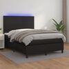 vidaXL Cama box spring colch&oacute;n y LED cuero sint&eacute;tico negro 140x200 cm