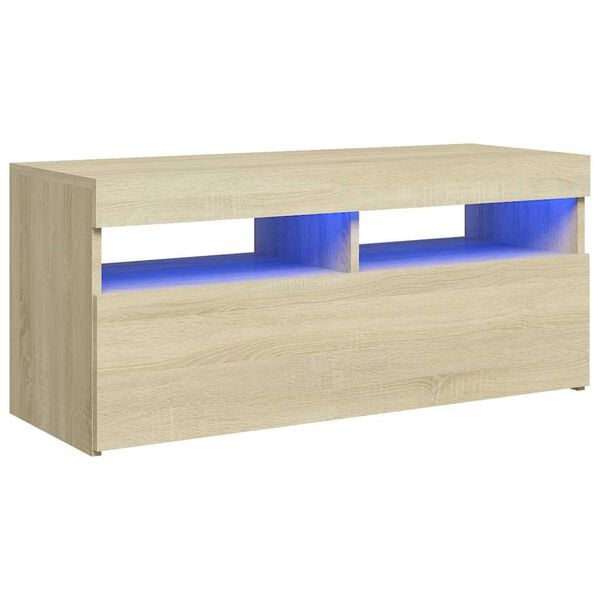 vidaXL Mueble de TV con luces LED roble Sonoma 90x35x40 cm