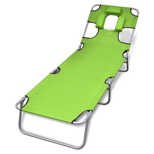 vidaXL Tumbona plegable de acero y coj&iacute;n de cabeza acero verde manzana