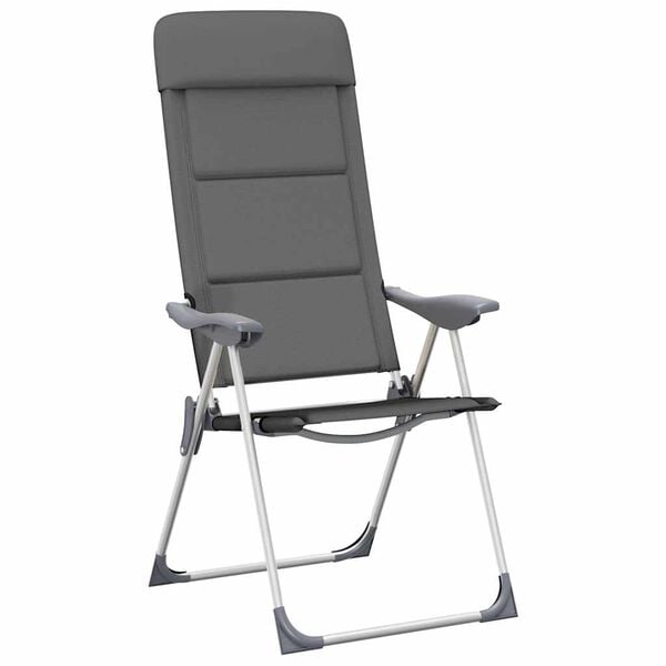 vidaXL Sillas de camping de aluminio 2 unidades gris 58x69x111 cm