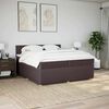vidaXL Cama box spring con colch&oacute;n tela marr&oacute;n oscuro 200x200 cm