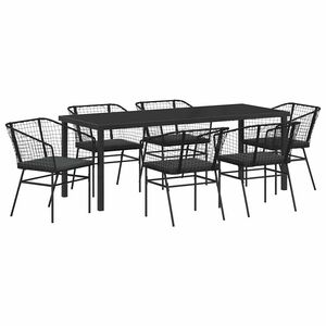 vidaXL Conjunto de Comedor de Jard&iacute;n 7 pcs Negro rat&aacute;n sint&eacute;tico