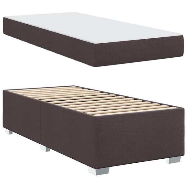 vidaXL Estructura de cama con colch&oacute;n Marr&oacute;n Oscuro 90 x 200 cm tela