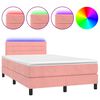 vidaXL Cama box spring colchón y LED terciopelo rosa 120x200 cm