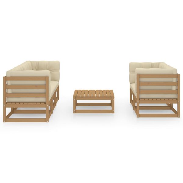 vidaXL Muebles de jard&iacute;n 6 piezas con cojines de madera de pino maciza