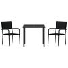 vidaXL Conjunto de Comedor de Jardín 3 pcs Negro ratán sintético