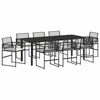 vidaXL Conjunto de Comedor de Jard&iacute;n 9 uds. Negro rat&aacute;n sint&eacute;tico