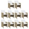 vidaXL Set comedor de jard&iacute;n 11 piezas y cojines rat&aacute;n sint&eacute;tico beige
