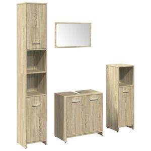 vidaXL Juego de muebles de ba&ntilde;o 4 pzas contrachapada roble Sonoma