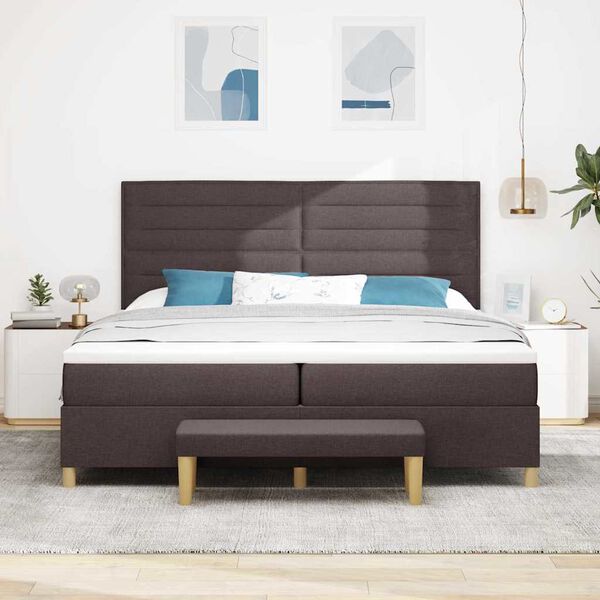 vidaXL Cama tipo Box Spring Marr&oacute;n oscuro 200 x 200 cm tela