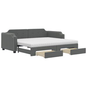 vidaXL Sof&aacute; cama nido con cajones tela gris oscuro 90x190 cm