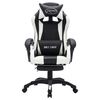 vidaXL Silla gaming con luces LED RGB cuero sint&eacute;tico blanco y negro