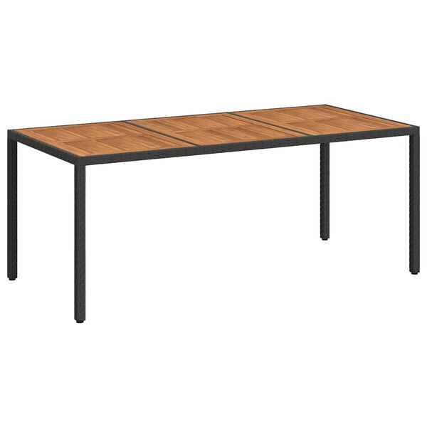 vidaXL Mesa de jardín madera acacia ratán sintético negra 190x90x75 cm