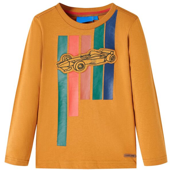Camiseta infantil de manga larga ocre oscuro 92