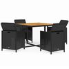 vidaXL Set comedor de jard&iacute;n 5 pzas con cojines rat&aacute;n sint&eacute;tico negro