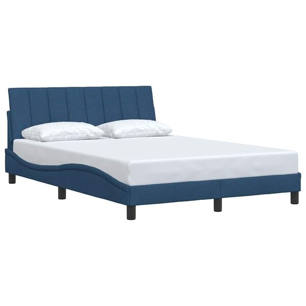 vidaXL Estructura de cama sin colch&oacute;n Hanko tela azul 140x200 cm