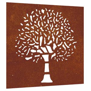vidaXL Adorno de pared de jard&iacute;n acero corten dise&ntilde;o &aacute;rbol 55x55 cm