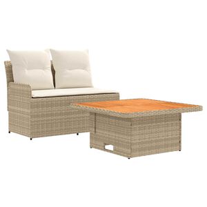 vidaXL Sof&aacute; de Jard&iacute;n con Reposabrazos y Mesa Elevable 2 Pieza