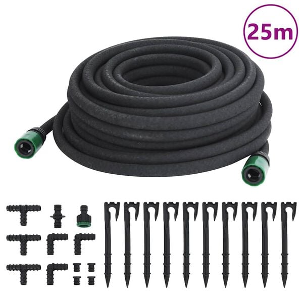 vidaXL Manguera porosa para jard&iacute;n caucho negro 16 mm 25 m