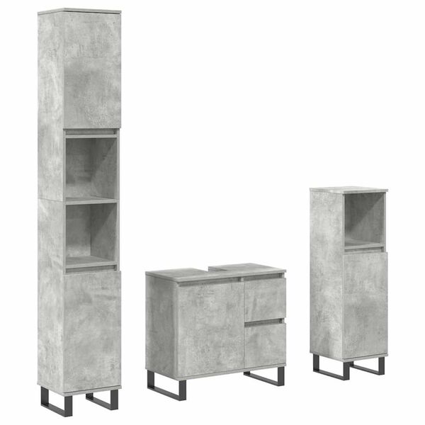 vidaXL Set muebles de ba&ntilde;o 2 piezas madera contrachapada gris hormig&oacute;n