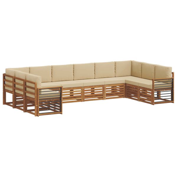 vidaXL Juegos de sof&aacute;s 10 pcs Natural y Beige Madera de Acacia S&oacute;lida