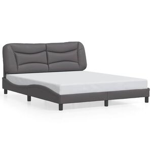 vidaXL Estructura de cama sin colchón Hvar cuero sintético gris 160x200 cm