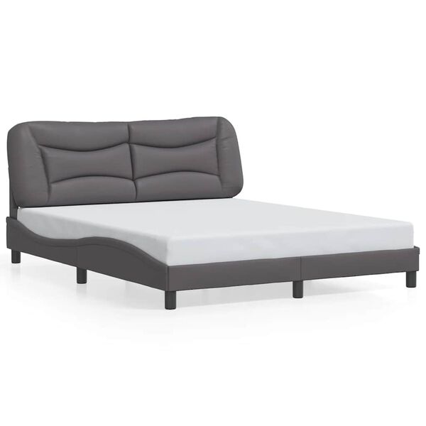 vidaXL Estructura de cama sin colchón Hvar cuero sintético gris 160x200 cm