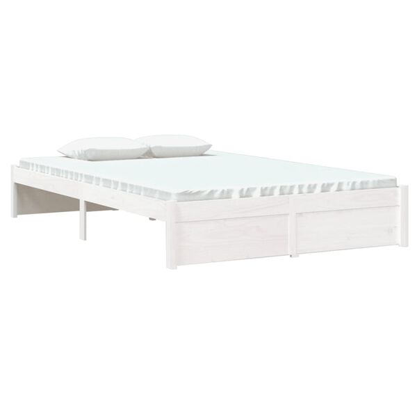 vidaXL Estructura de cama sin colch&oacute;n madera maciza blanco 120x200 cm