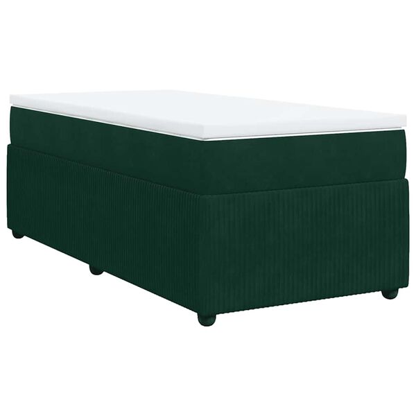 vidaXL Cama box spring con colch&oacute;n terciopelo verde oscuro 80x200 cm